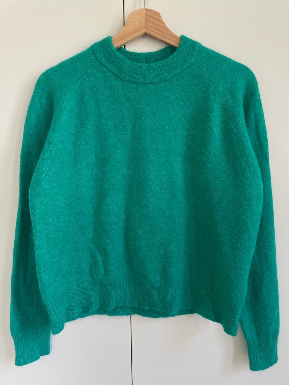ZARA Emerald Green Alpaca Wool Blend Crewneck Sweater M